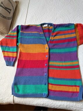 Tulchan vintage Ramie Cotton cardigan colorful striped